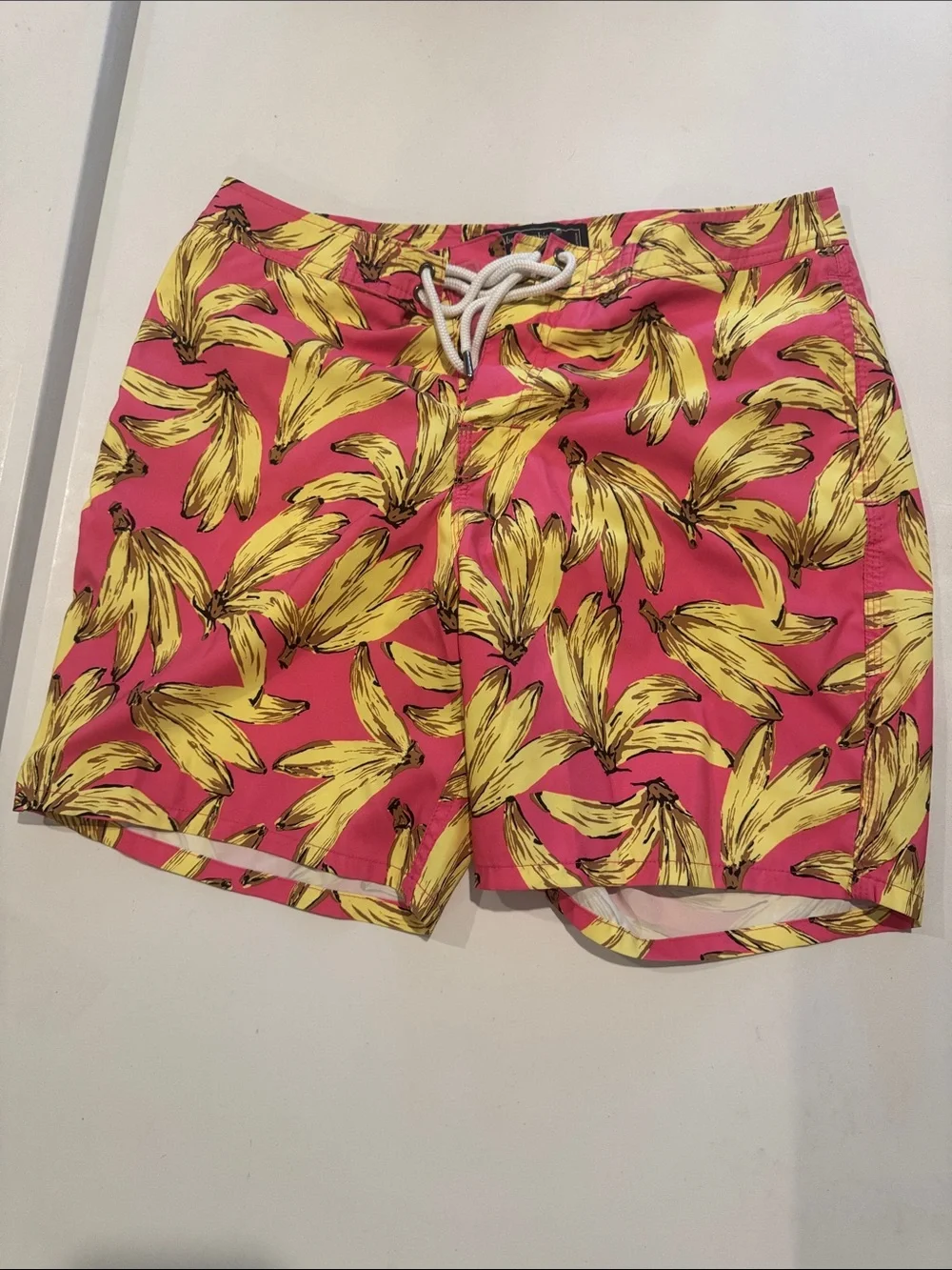 Abercrombie & Fitch Pink Swim Trunks with Yellow Banana Motif